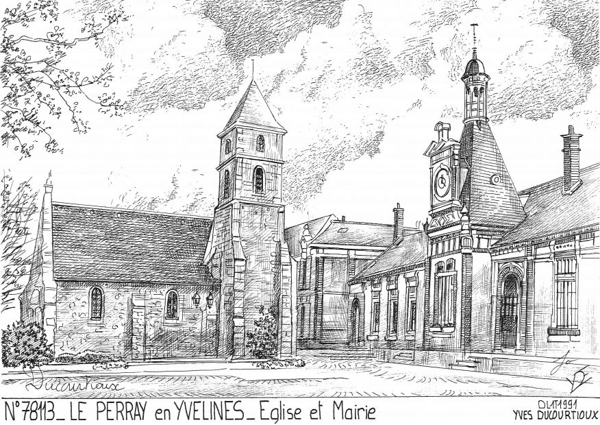 N 78113 - LE PERRAY EN YVELINES - église et mairie